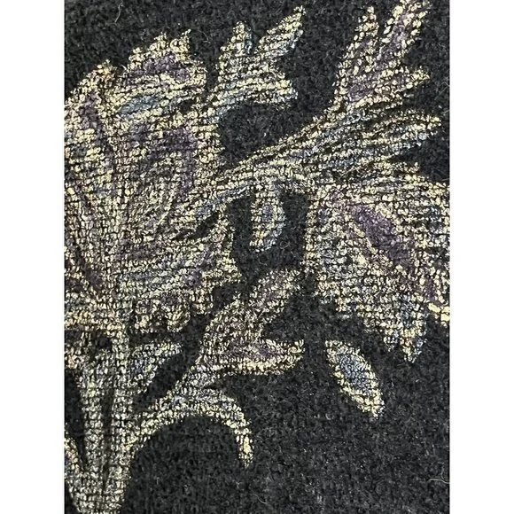 Flashback Jacket Women M Black Floral Retro 80s Grandma Western Bohemian Wooden - Picture 9 of 12